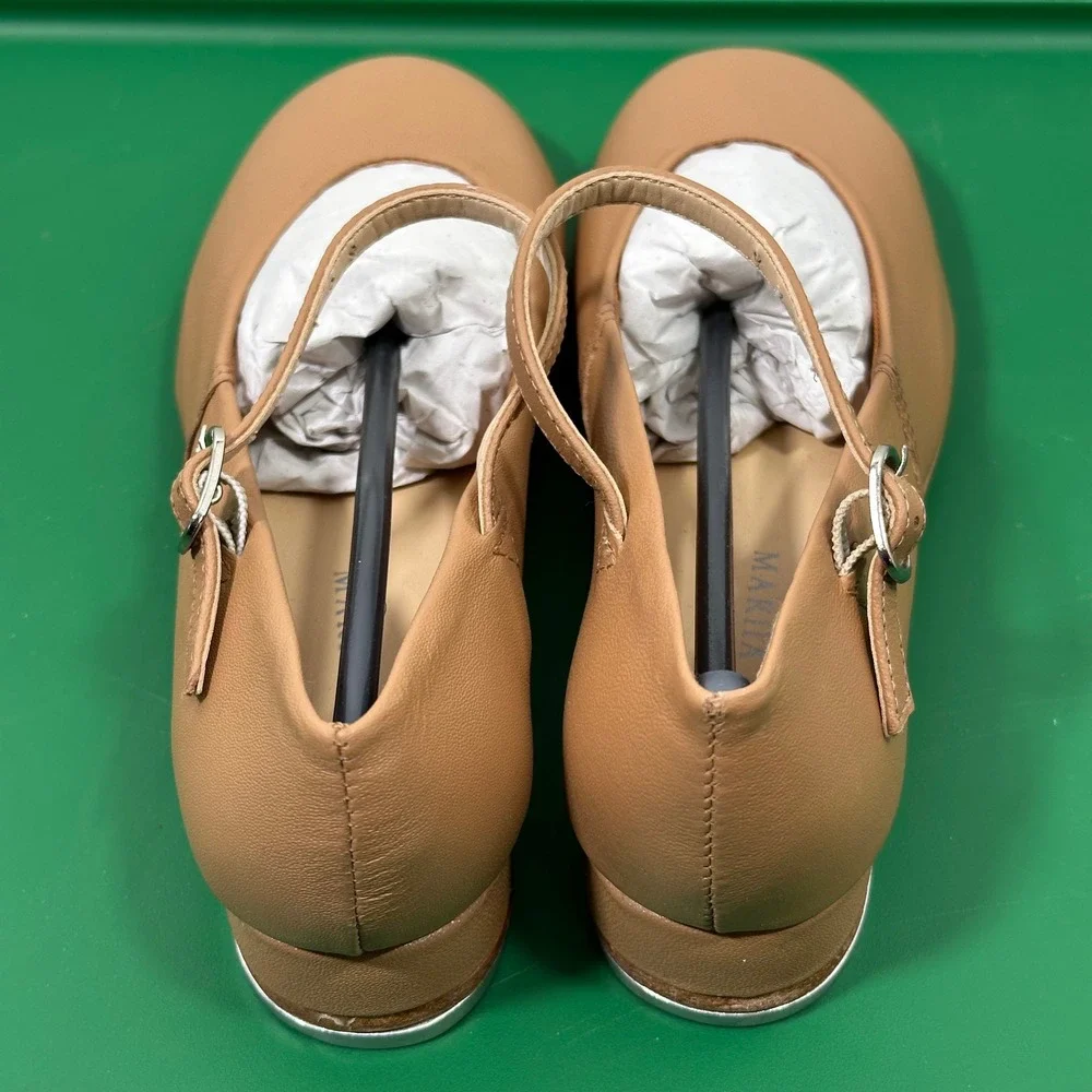 Mariia Tan Leather Mary Jane Tap Shoes Womens big kid‎ Size 2 Dance Performance